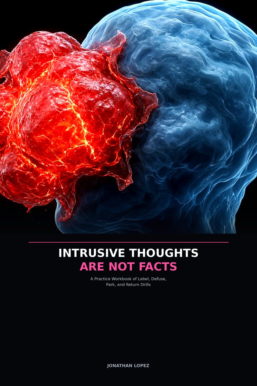 Intrusive Thoughts Are Not Facts cover with sticky organic forms on the front
